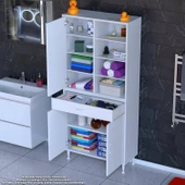 Eliusta  Funci Beyaz Renk G:70 cm Banyo Dolabı 3 Kapaklı 7 Raflı Dolap 70x173x32,5 cm Boyutlarında Dolap thumbnail 3