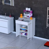 Eliusta  Rose 65 cm Beyaz 1 Çekmeceli Banyo Mutfak Dolabı 4 Bölmeli 3 Raflı Çok Amaçlı Dolap 65x88x32,5 cm thumbnail 3