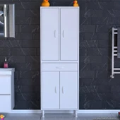 Eliusta  Luma Kapaklı & Çekmeceli Banyo Dolabı 60 cm Genişlikte Beyaz Dolap 60x173x32,5 cm Depolama Dolabı thumbnail 3