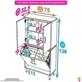 Eliusta  Miretta Üst Bölme Kapaklı Altı Kirli Sepetli Dolap 75 cm Genişlik Beyaz 75x138x32,5 cm Dolap thumbnail 2