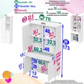 Eliusta  Vellum Beyaz Dolap 70x173x32,5 cm Ebatlarında Çok Fonksiyonlu 70 cm Genişlikte Banyo Dolabı thumbnail 2