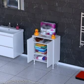 Eliusta  Sabir 65 cm 2 Raflı Beyaz Banyo Mutfak Dolabı 3 Bölmeli Çok Amaçlı Dolap 65x75x32,5 cm Düzenleyici thumbnail 3