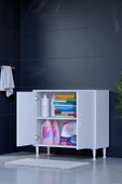 Eliusta  Arden 70 cm Beyaz 2 Bölmeli Banyo Düzenleyici Dolap 1 Raflı Çok Amaçlı Mutfak Dolabı 70x75x32,5 cm thumbnail 1