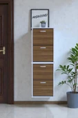 Eliusta  Slim 4 Düşer Kapaklı 52 cm Ceviz Asma Ayakkabılık Kapı Önü/Antre 52x156x26 cm Ayakkabılık thumbnail 1