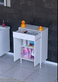 Eliusta  Fre 60 cm Çok Amaçlı Dolap 1 Raflı Tek Çekmeceli Banyo Mutfak Dolabı 60x88x32,5 cm Organizer Dolap thumbnail 3