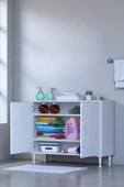 Eliusta  Sabir 90 cm 2 Raflı Beyaz Banyo Mutfak Dolabı 3 Bölmeli Çok Amaçlı Dolap 90x75x32,5 cm Düzenleyici thumbnail 1