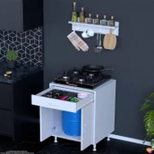 Eliusta  Asya Beyaz Set Ocak Altı 60 cm Tüp Hazneli Mutfak Dolabı 60x88x56 cm Baharat Raflı Dolap thumbnail 3