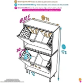 Eliusta  Veluna 70 cm Kirli Çamaşır Sepetli Dolap Banyo Dolabı Beyaz 70x173x32,5 cm 4 Sepetli Dolap thumbnail 2