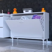 Eliusta  Sare 90 cm Beyaz Sepetli Banyo Dolabı,Mutfak Dolabı 90x75x32,5 cm Oyuncak Sepeti Çok Amaçlı Dolap thumbnail 3