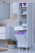 Eliusta  Seris Sepetli ve Çekmeceli Banyo Dolabı  G:40 cm Çok Amaçlı Beyaz Düzenleyici 40x173x32,5 cm Dolap thumbnail 1