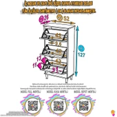 Eliusta  Nefes Ayaklı 52 cm Ayakkabılık Kapı Önü/Antre 3 Düşer Kapaklı Antrasit 52x127x26 cm  Ayakkabılık thumbnail 3