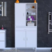Eliusta  Funci Beyaz Renk G:80 cm Banyo Dolabı 3 Kapaklı 7 Raflı Dolap 80x173x32,5 cm Boyutlarında Dolap thumbnail 3
