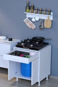Eliusta  Asya Beyaz Set Ocak Altı 60 cm Tüp Hazneli Mutfak Dolabı 60x88x56 cm Baharat Raflı Dolap thumbnail 1