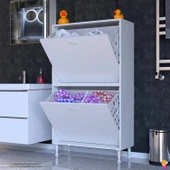 Eliusta  Veluna 70 cm Kirli Çamaşır Sepetli Dolap Banyo Dolabı Beyaz 70x173x32,5 cm 4 Sepetli Dolap thumbnail 3