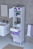Eliusta  Seris Sepetli ve Çekmeceli Banyo Dolabı  G:35 cm Çok Amaçlı Beyaz Düzenleyici 35x173x32,5 cm Dolap thumbnail 1