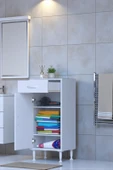 Eliusta  Taha 45 cm 3 Bölmeli Beyaz Çok Amaçlı Dolap 2 Raflı Banyo Mutfak Dolabı 45x88x32,5 cm Düzenleyici thumbnail 1