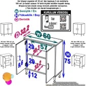 Eliusta  Arden 60 cm Beyaz 2 Bölmeli Banyo Düzenleyici Dolap 1 Raflı Çok Amaçlı Mutfak Dolabı 60x75x32,5 cm thumbnail 2