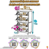 Eliusta  Berry Ceviz 8 Raflı 4 Düşer Kapaklı Ayakkabılık  72 cm Genişlik x 168x26 cm  Ayakkabılık thumbnail 2