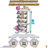 Eliusta  Store Ayaklı Ceviz Ayakkabılık 52 cm Kapı Önü/Giyim Odası/Antre Uyumlu Ayakkabılık 52x205x26 cm thumbnail 2