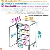 Eliusta  Nirat 35 cm 4 Bölmeli Beyaz Banyo Mutfak Dolabı 3 Raflı Kapaklı Çok Amaçlı Dolap 35x75x32,5 cm thumbnail 2