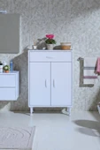 Eliusta  Taha 60 cm 3 Bölmeli Beyaz Çok Amaçlı Dolap 2 Raflı Banyo Mutfak Dolabı 60x88x32,5 cm Düzenleyici thumbnail 1