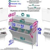 Eliusta  Asil 90 cm Kirli Çamaşır Sepetli Banyo Dolabı 1 Çekmeceli Mutfak Çok Amaçlı Dolap 90x88x32,5 cm thumbnail 2