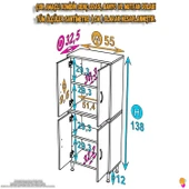 Eliusta  Nuve Geniş Depolama Alanlı Dolap 55 cm Banyo/Mutfak Çok Fonksiyonlu 55x138x32,5 cm Saklama Dolabı thumbnail 2