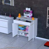 Eliusta  Taha 85 cm 3 Bölmeli Beyaz Çok Amaçlı Dolap 2 Raflı Banyo Mutfak Dolabı 85x88x32,5 cm Düzenleyici thumbnail 3