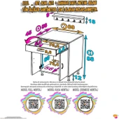 Eliusta  Asya Beyaz Set Ocak Altı 80 cm Tüp Hazneli Mutfak Dolabı 80x88x56 cm Baharat Raflı Dolap thumbnail 2