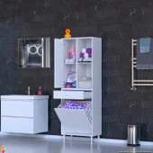 Eliusta  Liora Beyaz Çok Amaçlı Banyo Dolabı 60 cm Genişliğe Sahip 60x171x32,5 cm Tek Sepetli 2 Raflı Dolap thumbnail 3