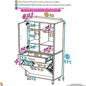 Eliusta  Mira Dolap 6 Bölme Çok Fonksiyonlu Banyo Dolabı 65 cm Beyaz Sepetli Dolap 65x171x32,5 cm Organizer thumbnail 2