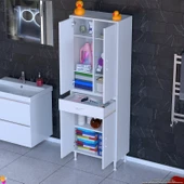 Eliusta  Line Beyaz 60 cm Banyo Dolabı Çok Bölmeli Banyo Düzenleyici Dolap 4 Kapaklı 4 Raflı 60x173x32,5 cm thumbnail 3