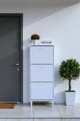 Eliusta  Nefes Ayaklı 52 cm Ayakkabılık Kapı Önü/Antre 3 Düşer Kapaklı Beyaz 52x127x26 cm  Ayakkabılık thumbnail 1
