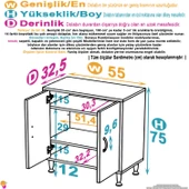 Eliusta  Arden 55 cm Beyaz 2 Bölmeli Banyo Düzenleyici Dolap 1 Raflı Çok Amaçlı Mutfak Dolabı 55x75x32,5 cm thumbnail 2