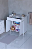Eliusta  Fre 80 cm Çok Amaçlı Dolap 1 Raflı Tek Çekmeceli Banyo Mutfak Dolabı 80x88x32,5 cm Organizer Dolap thumbnail 1