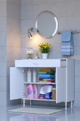 Eliusta  Fre 90 cm Çok Amaçlı Dolap 1 Raflı Tek Çekmeceli Banyo Mutfak Dolabı 90x88x32,5 cm Organizer Dolap thumbnail 1