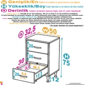 Eliusta  Seçer 3 Çekmeceli 50 cm Banyo ve Mutfak Dolabı Beyaz 50x75x32,5 cm Çok Amaçlı Organizer Dolap thumbnail 2