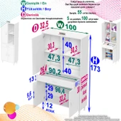 Eliusta  Vellum Beyaz Dolap 100x173x32,5 cm Ebatlarında Çok Fonksiyonlu 100 cm Genişlikte Banyo Dolabı thumbnail 2