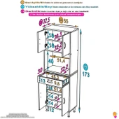 Eliusta  Lora Beyaz Dolap 55 cm Genişliği ve 173 cm Yüksekliği İle Dikey Depolama Ünitesi 55x173x32,5 cm thumbnail 2