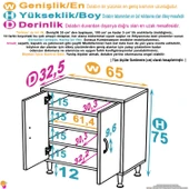 Eliusta  Nirat 65 cm 4 Bölmeli Beyaz Banyo Mutfak Dolabı 3 Raflı Kapaklı Çok Amaçlı Dolap 65x75x32,5 cm thumbnail 2