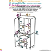 Eliusta  Luma Kapaklı & Çekmeceli Banyo Dolabı 70 cm Genişlikte Beyaz Dolap 70x173x32,5 cm Depolama Dolabı thumbnail 2