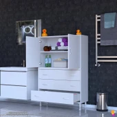 Eliusta  Alia Çok Kullanışlı Dolap G:95 cm Üst Bölme Kapaklı Alt Bölme Çekmeceli 95x138x32,5 cm Modüler Dolap thumbnail 3