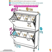 Eliusta  Veluna 100 cm Kirli Çamaşır Sepetli Dolap Banyo Dolabı Beyaz 100x173x32,5 cm 6 Sepetli Dolap thumbnail 2