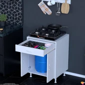 Eliusta  Nıvera 60 cm Mutfak Dolabı Beyaz Ankastre 60x88x56 cm Ocak Dolabı Tüp Gizleyici Kapaklı Dolap thumbnail 3