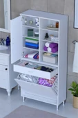 Eliusta  Rule Sepetli Banyo/Mutfak Dolabı 80 cm Genişliğe Sahip 80x171x32,5 cm İki Sepetli Beyaz Dolap thumbnail 1