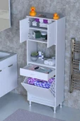 Eliusta  Seris Sepetli ve Çekmeceli Banyo Dolabı  G:65 cm Çok Amaçlı Beyaz Düzenleyici 65x173x32,5 cm Dolap thumbnail 1