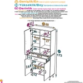 Eliusta  Line Beyaz 60 cm Banyo Dolabı Çok Bölmeli Banyo Düzenleyici Dolap 4 Kapaklı 4 Raflı 60x173x32,5 cm thumbnail 2