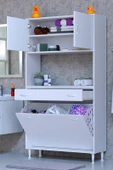 Eliusta  Seris Sepetli ve Çekmeceli Banyo Dolabı  G:100 cm Çok Amaçlı Beyaz Düzenleyici 100x173x32,5 cm Dolap thumbnail 1