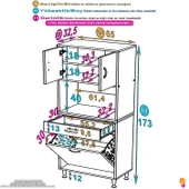 Eliusta  Seris Sepetli ve Çekmeceli Banyo Dolabı  G:65 cm Çok Amaçlı Beyaz Düzenleyici 65x173x32,5 cm Dolap thumbnail 2