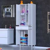 Eliusta  Luma Kapaklı & Çekmeceli Banyo Dolabı 65 cm Genişlikte Beyaz Dolap 65x173x32,5 cm Depolama Dolabı thumbnail 3